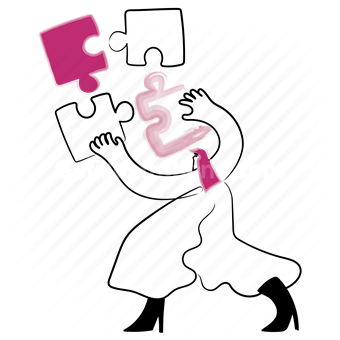 plugin, puzzle, pieces, woman, people, development